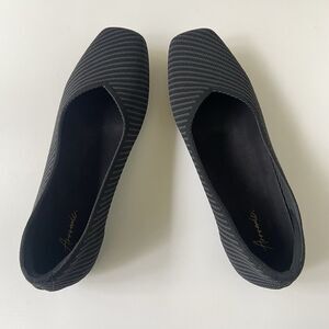 Women’s Arromic Ballet Flats Shoes, Square Toe Comfortable Knit, Black, Size 8.5